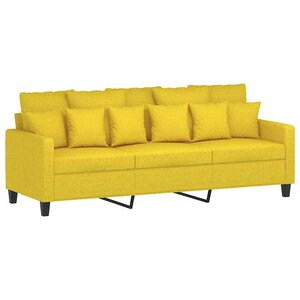 vidaXL Canapé à 3 places Jaune clair 180 cm Tissu