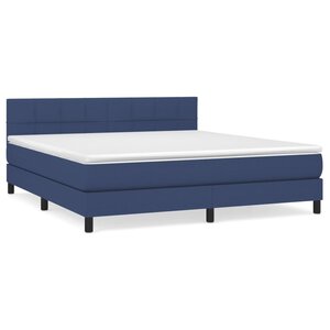 vidaXL Sommier à lattes de lit avec matelas Bleu 160x200 cm Tissu