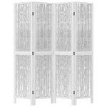 vidaXL Cloison de séparation 4 panneaux blanc bois de paulownia massif