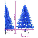 vidaXL Demi sapin de Noël artificiel avec support Bleu 120 cm PVC