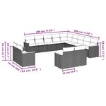 vidaXL Salon de jardin avec coussins 13 Pièces noir résine tressée