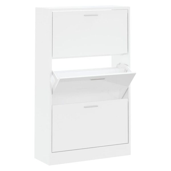 vidaXL Armoire à chaussure Blanc brillant 63x24x103 cm Bois ingénierie