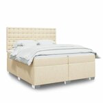 vidaXL Sommier à lattes de lit avec matelas Crème 200x200 cm Tissu