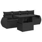 vidaXL Salon de jardin 5 Pièces avec coussins noir résine tressée