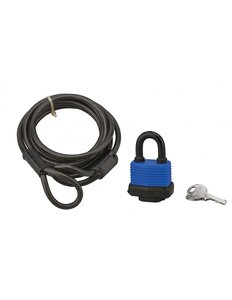 THIRARD - Câble Twisty acier 6mmx1.8m avec cadenas 40mm  vélo  abris de jardi 2 clés  noir - THIRARD