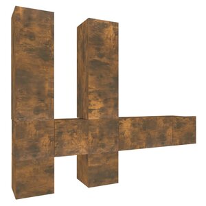 vidaXL Ensemble de meubles TV 7 Pièces Chêne fumé Bois d'ingénierie