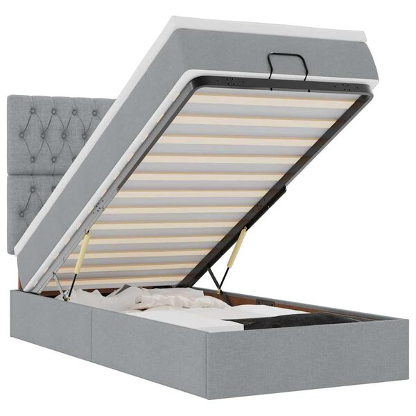 vidaXL Lit ottoman avec matelas gris clair 100x200 cm tissu