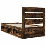 vidaXL Cadre de lit Chêne fumé 90 x 190 cm Bois de pin massif