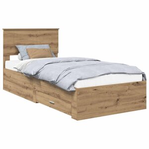 vidaXL Cadre de lit Chêne artisanal 90 x 190 cm Bois d'ingénierie