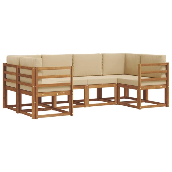vidaXL Ensemble de canapés d'extérieur 6 pc Naturel et Beige