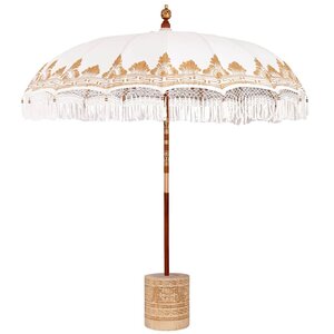 vidaXL Parasol balinais 260 Crème 210-220 cm Coton et bois massif