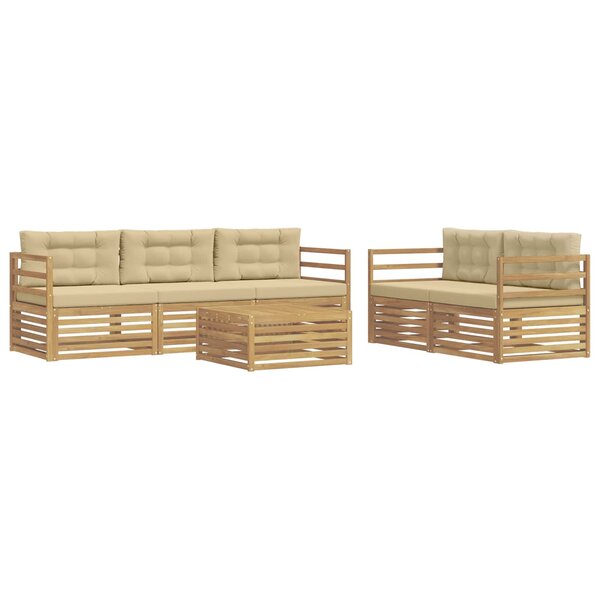 vidaXL Ensemble de canapés d'extérieur 6 pc Blanc et Beige