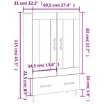 vidaXL Buffet haut gris béton 69 5x31x115 cm bois d'ingénierie