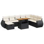 vidaXL Salon de jardin avec coussins 9 Pièces noir résine tressée acacia