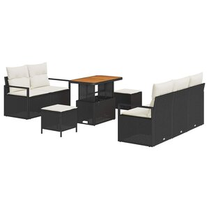 vidaXL Ensemble de canapé de jardin avec coussin 8 Pièces Noir et Crème