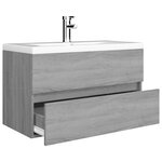 vidaXL Meuble lavabo avec bassin intégré Sonoma gris Bois d'ingénierie