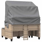 vidaXL Canapé de jardin 2 places avec auvent et tabourets beige rotin