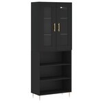 vidaXL Buffet haut Noir 69 5x34x180 cm Bois d'ingénierie