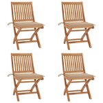 vidaXL Chaises pliables de jardin avec coussins lot de 4 Teck solide
