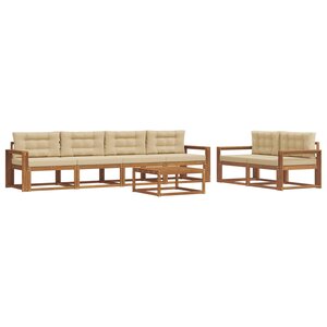 vidaXL Ensemble de canapés d'extérieur 7 Pièces Naturel et Beige