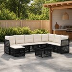 vidaXL Ensemble de canapé de jardin 9 pc Noir polyrotin
