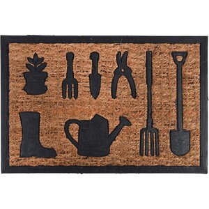 Paillasson coco et caoutchouc 60 x 40 cm outils de jardin