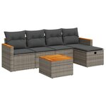 vidaXL Salon de jardin 6 Pièces avec coussins gris résine tressée