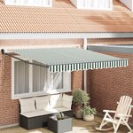 vidaXL Auvent Rétractable Vert et blanc 350 x 250 cm tissu