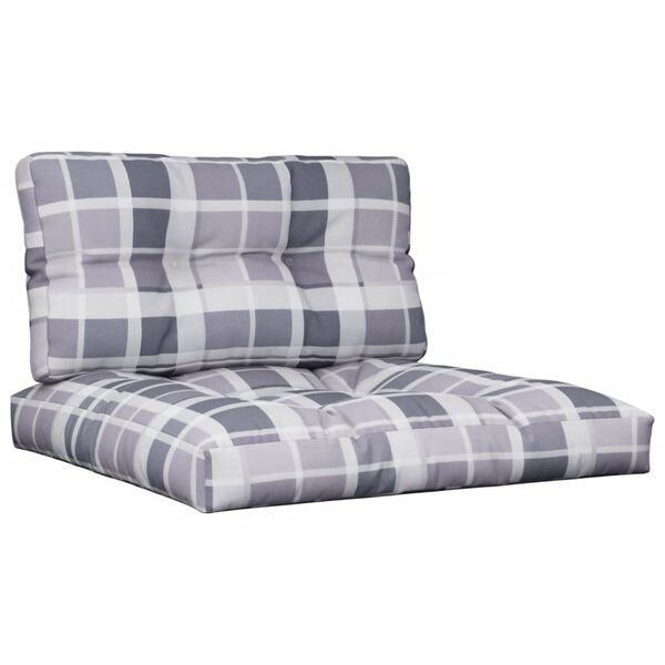 vidaXL Coussins de palette lot de 2 motif à carreaux gris tissu