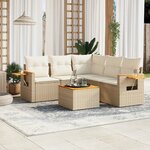 vidaXL Salon de jardin avec coussins 6 Pièces beige résine tressée