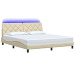 vidaXL Cadre de lit avec LED sans matelas crème 180x200 cm tissu