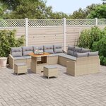 vidaXL Ensemble de canapé de jardin 13 Pièces Beige Poly rotin