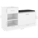 vidaXL Banc à chaussures Blanc 94 5x31x57 cm Bois d'ingénierie