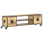 vidaXL Meuble TV 130x30x39 cm Bois massif de manguier