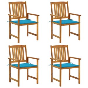vidaXL Chaises de jardin avec coussins lot de 4 Bois d'acacia massif