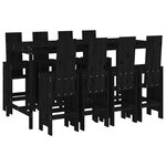 vidaXL Ensemble de bar de jardin 9 Pièces noir bois de pin massif