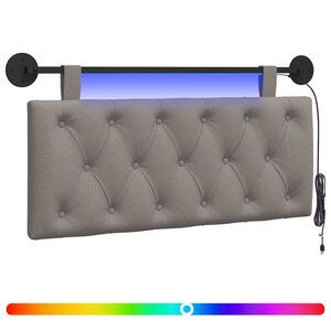 vidaXL Tête de lit suspendue Avec lumière LED Taupe Tissu
