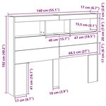 vidaXL Armoire tête de lit avec LED vieux bois 140x17x102 cm