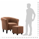 vidaXL Fauteuil et tabouret Marron Tissu