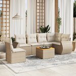 vidaXL Salon de jardin avec coussins 7 Pièces beige résine tressée