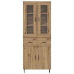 vidaXL Haut Armoire 2 Pièces Chêne artisanal Bois Aggloméré et Verre