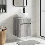 vidaXL Meuble de lavabo mural Sonoma gris 39 x 35 x 63 cm