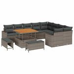 vidaXL Ensemble de canapé de jardin 12 Pièces Gris polyrotin