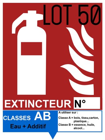 Autocollant vinyl - signalétique extincteur ab eau + additif - l.150 x h.200 mm uttscheid x 50
