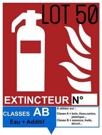 Autocollant vinyl - Signalétique extincteur AB Eau + Additif - L.150 x H.200 mm UTTSCHEID X 50