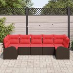 vidaXL Ensemble de canapé de jardin 7 Pièces Marron et rouge polyrotin
