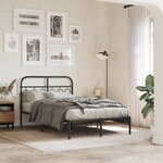 vidaXL Cadre de lit métal sans matelas avec tête de lit noir 120x190cm