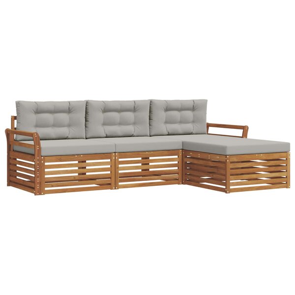 vidaXL Ensemble de canapés d'extérieur 4 pc Gris Naturel et Clair