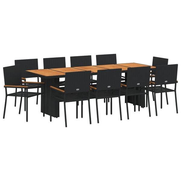 vidaXL Ensemble de salle à manger pour jardin 11 Pièces Noir 10 Places
