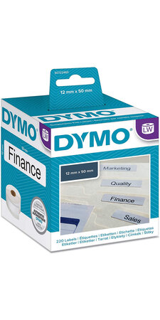 DYMO LabelWriter Boite de 1 rouleau de 220 étiquettes blanches dossier suspendu "cavalier" 12mm x 50mm